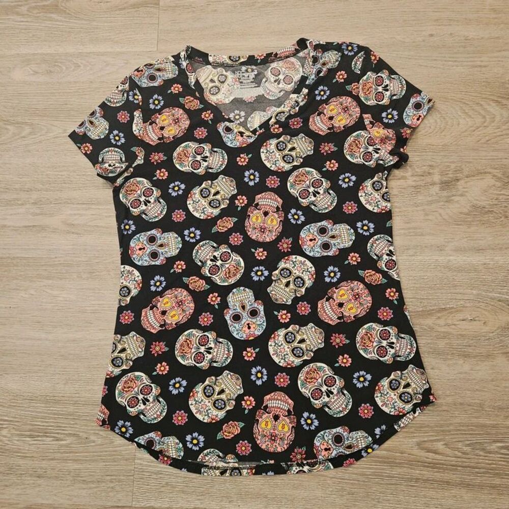 Day of the Dead T-shirt Women Size Large V-Neck